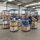 5x Premium Industrial Shelving - 2440mm High - 200kg Load Capacity - Steel - Blue Finish