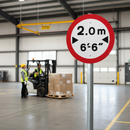 Premium Vehicle Width Restriction Post Mount Sign with Dual Measurements for Road Safety