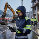 Premium Women's Softshell Jacket in Navy Blue and Hi-Vis Yellow - Windproof, Waterproof, and Breathable with Detachable Hood