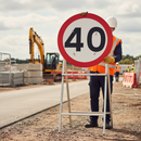 Premium 40mph Quick Fit Temporary Sign Face Dia. 670mm for Roadworks Safety - High-Quality Professional Grade for Industrial and Commercial Applica...
