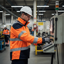 Premium Hi-Vis Orange/Navy Blue Arc Flash & Fire Retardant Jacket with Inherent Flame Resistance and Smart Pocket Design