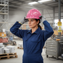 Heavy Duty Safety Helmet with Mid Peak and Slip Ratchet Adjustment - Pink