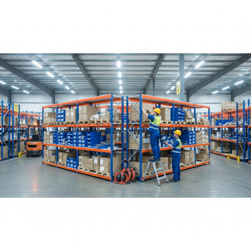 5x Heavy Duty Industrial Shelving - 3050mm High - 800kg Capacity - Melamine - Blue & Orange