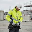 Premium Lightweight Hi-Vis Yellow and Mid Grey Winter Jacket with Waterproofing and Reflective Details for Enhanced Visibility