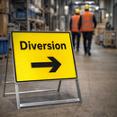 Diversion Right Reflective Temporary Road Traffic Sign – Class RA1 – Industrial Use