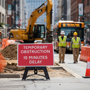 Premium Temporary Obstruction Delay Sign 15 Minutes - 1050x750mm with RA1 Reflectivity and Durable Frame