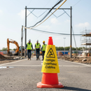 Professional Traffic Cone Sleeve with Danger Overhead Cables Warning - Fits 750mm and 1m Cones, Tear Resistant for Outdoor Use
