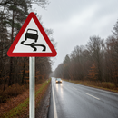 Premium Slippery Road Ahead Warning Sign - Durable and Effective for Road Safety - Available in Multiple Sizes