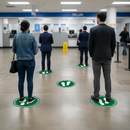 Premium Multilingual Indoor Social Distance Floor Signs - Slip-Resistant, Durable, Self-Adhesive Stickers for High Foot Traffic Areas
