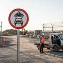 Professional Post Mounted Sign for All Motor Vehicles Prohibition - Dia 619 R2/RA2 with Multiple Size Options