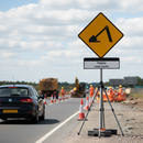 Premium Mobile Road Works Sign 870x275mm with QuickFit EnduraSign System for Efficient Traffic Management