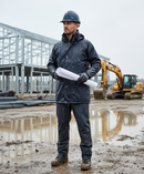 Premium Heavy Duty PU Coated Polyester Jacket with Concealed Hood and Double Storm Flap for Ultimate Weather Protection