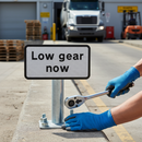 Premium Low Gear Supplementary Plate for Steep Hill Signage - Adjustable X-Height, Durable Construction