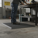 Premium Anti-Fatigue Matting with Flexible Dome Construction and Air Cushioned Design - 900x1200mm Black with Yellow Border