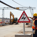 Professional Electrified Cable Overhead Road Sign - Diagrams for Safe Clearance Under Power Cables with Size Options