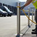 Premium Semi-Domed Top Stainless Steel Bollard - 750mm Overall Height for Security and Aesthetic Appeal