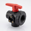 2in BSP Female 3-Way L Port Polypropylene Ball Valve (view 2)