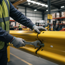 Premium Pedestrian Friendly Scroll End Cap - Yellow Powder-Coated Galvanised Steel for Enhanced Visibility and Safety