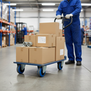 100mm Heavy Duty Fixed Plate Castor with Blue Elastic Nylon Centre