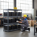 Heavy Duty Garage Shelving - 1770mm High - Grey with Storage Boxes