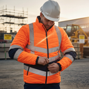 Premium Hi-Vis Orange/Navy Puffer Jacket for Safety and Comfort