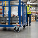 200mm Heavy Duty Braked Swivel Plate Castor Towable - 1000Kg Capacity