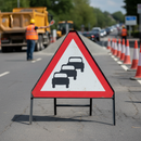 Professional Queue Ahead Symbol Road Sign - 750mm Triangular Size with Engineer Grade Retroreflective Face