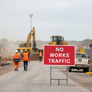 Premium Quick Fit Traffic Sign - 'No Works Traffic' 1050x750mm for Construction Sites