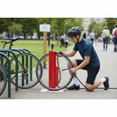 Professional Hand-Powered Public Air Pump with Pressure Gauge for Bike Maintenance and Personal Vehicle Inflation