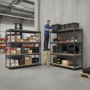 4x Premium Heavy Duty Garage Shelving - 1600mm High - 500kg Capacity - Grey