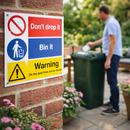 Don't Drop It - Bin It - On The Spot Fines Will Be Issued Safety Sign – 1mm Rigid Plastic – Durable & Weather Resistant – Indoor/Outdoor Use