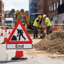 Premium 750mm Cone Sign with End Supplementary Plate for Road Works Safety - High-Quality Professional Grade for Industrial and Commercial Applicat...