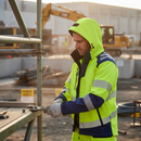 Premium High-Visibility Softshell Jacket - Lightweight, Waterproof, Windproof with Removable Hood and EN ISO 20471 Certification