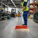 Professional Long Bristle Broom - Heavy Duty Orange Cleaning Tool for Efficient Sweeping