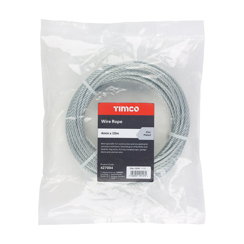 Wire Rope - Zinc - 4mm x 10m