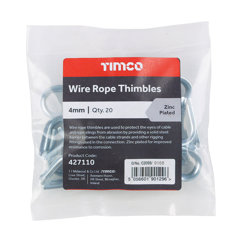 Wire Rope Thimbles - Zinc - 4mm