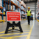 Professional Pedestrian Crossing Point Sign 600x450mm with QuickFit Frame and Reflective Safety Design
