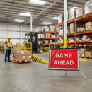 Premium Roll-Up Ramp Ahead Road Sign 1050x750mm - Lightweight, Portable, and Wind-Resistant Collapsible Design