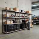 3x Premium Heavy Duty Shelving - 1800mm High - Grey with 8x 62L Plastic Storage Boxes