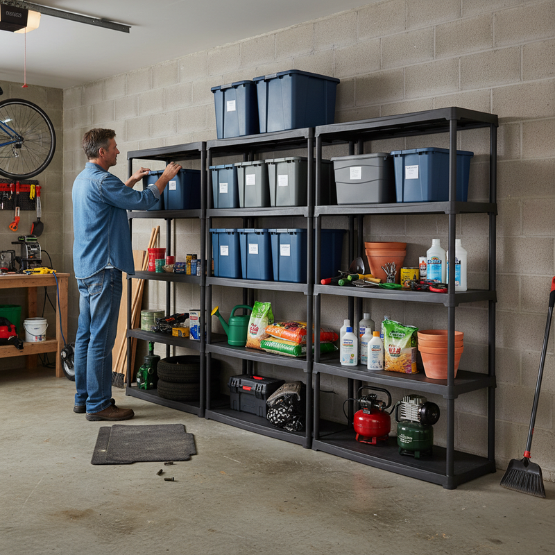 Premium Plastic Shed Shelving - 1760mm High - 20kg Capacity - Charcoal