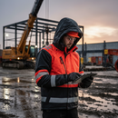 Premium Heavy Duty Hi-Vis Winter Jacket with Quilted Lining, Waterproof and Windproof Design, Detachable Hood for Comfort