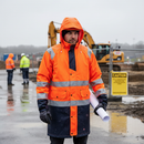 Premium High-Visibility Rain Jacket - Windproof, Waterproof with Adjustable Features for Work Assignments
