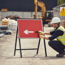 Premium Pedestrians Sign with Reversible Arrow - Heavy Duty Metal Road Sign 600x450mm for Direction Notification