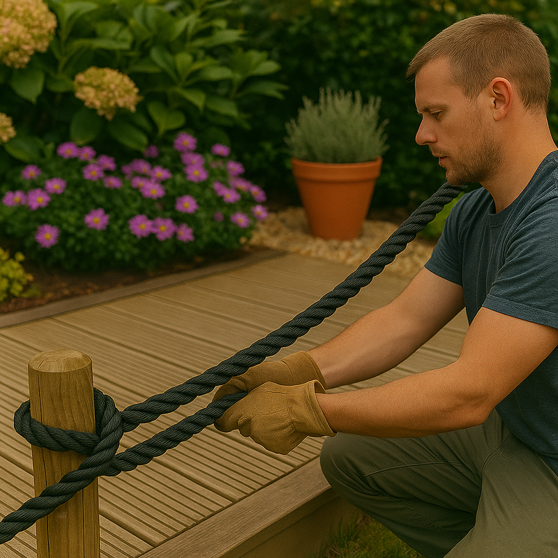 8mm Black Polypropylene Rope 3 Strand - 220m Heavy-Duty Coil