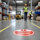 Premium Keep Clear Floor Sign - Slip Resistant, Durable, High Visibility for Warehouse Safety in Red and Blue