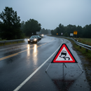 Premium Classic Roll Up Sign for Slippery Road Surfaces - Heavy Duty, Portable, and Compliant with Chapter 8 Guidelines