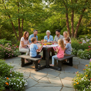 Premium Heavy Duty Recycled Plastic Square Picnic Table - 8 Seater with Weatherproof Design, Ideal for Parks and Gardens