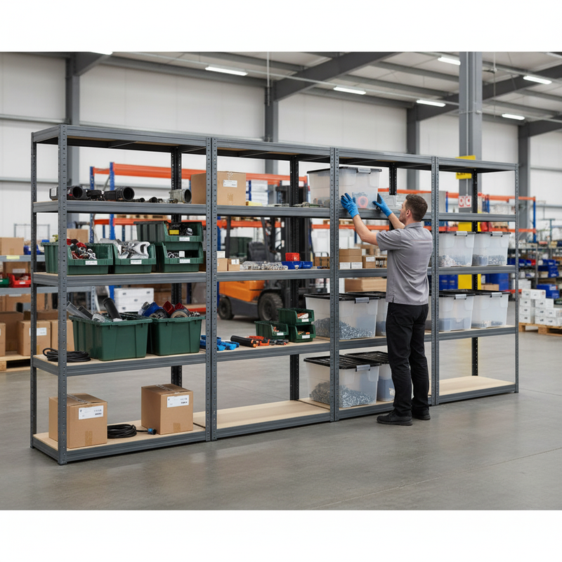 Premium Shelving Units with Storage Boxes - 1800mm High Grey