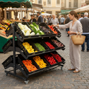 Premium Double Sided Mobile Fruit and Vegetable Display Unit - 1600mm with Lockable Castors and Adjustable Shelving