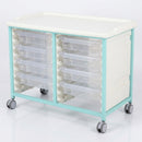 Steel Low Level Double Column Tray Trolley with 8 Small Drawers, 807mm Height (view 2)